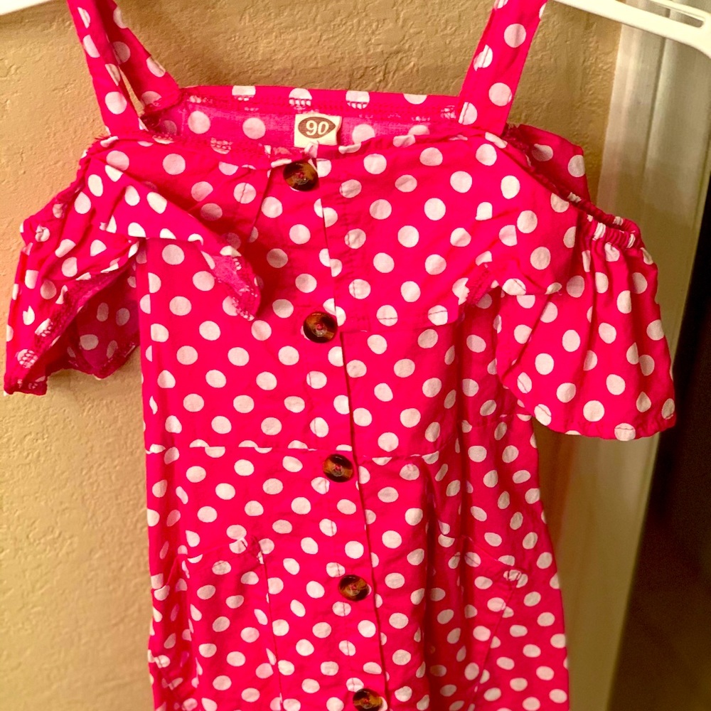 Cute pink off shoulder polka dot dress